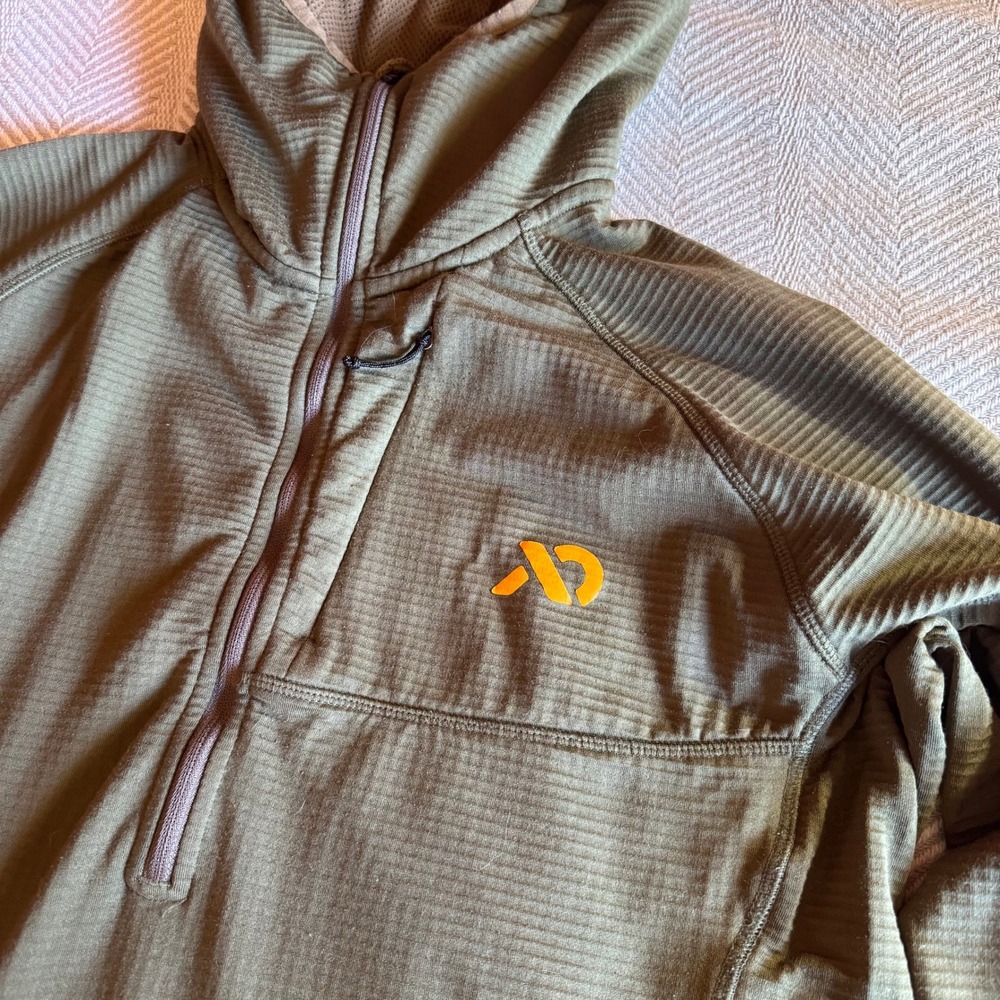 First Lite Klamath Quarter Zip Hoody Mens Large Green Grid Fleece Hunting - Picture 3 of 12